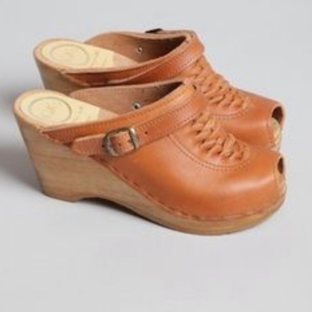 No. 6 woven braided slingback wedge clogs size 39